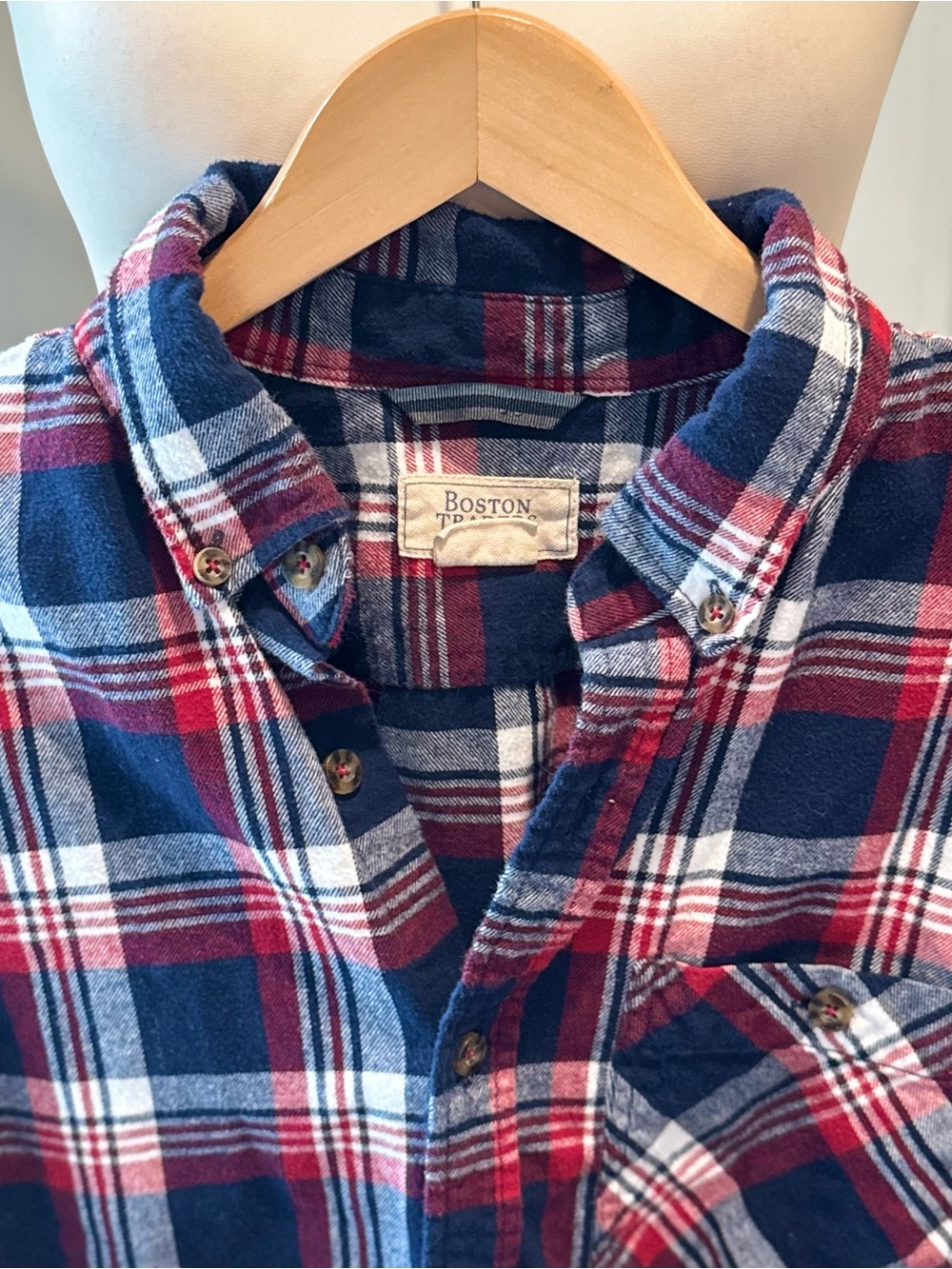 Boston Traders Men’s Plaid Flannel Shirt | Diagonal Pocket | Size Large - Picture 3 of 10